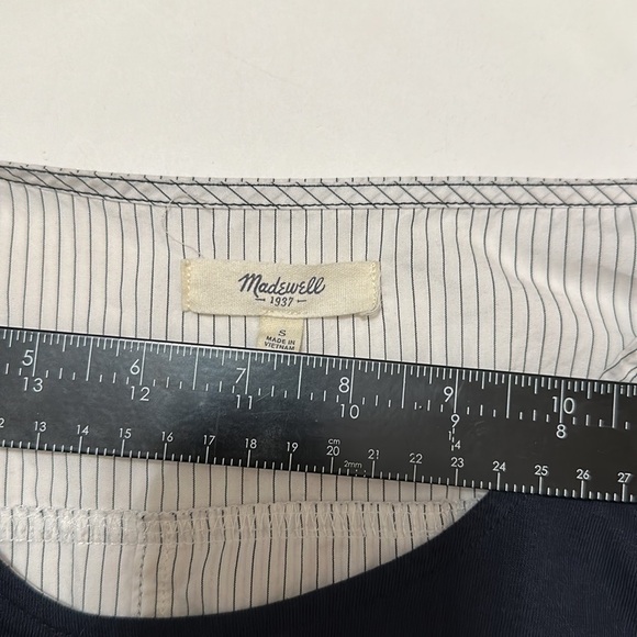 MADEWELL Oxford Panel Short Sleeve Cotton Shirt Open Back Size Small - Picture 6 of 6